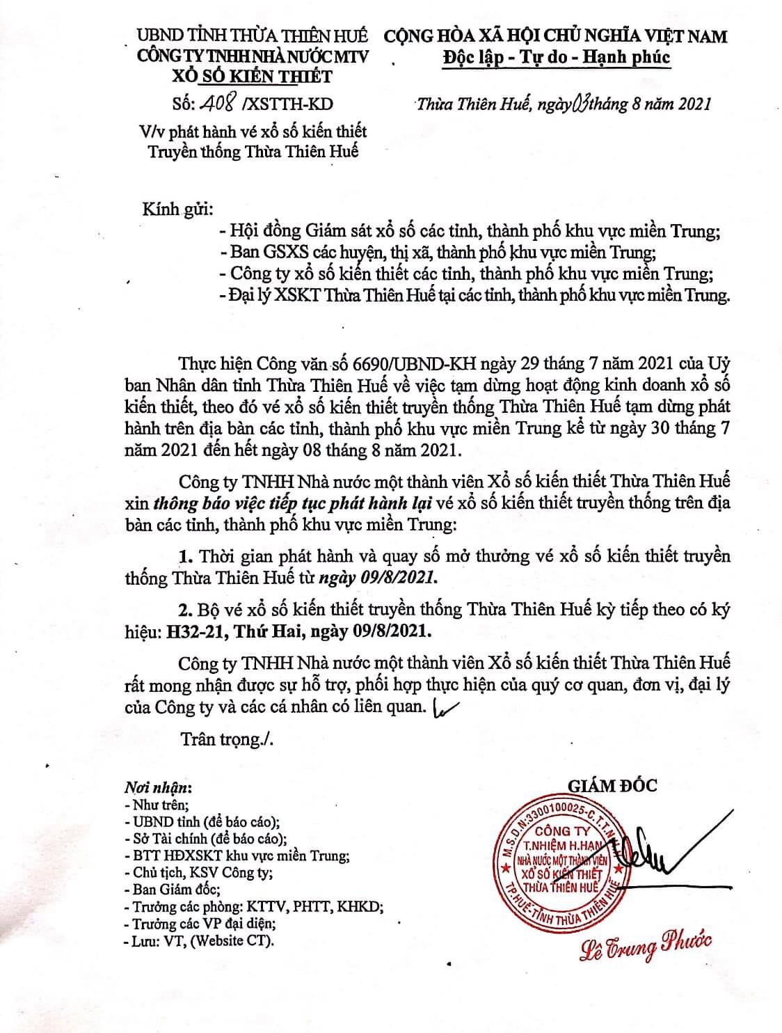 Xo so Thua Thien Hue mo thuong tro lai